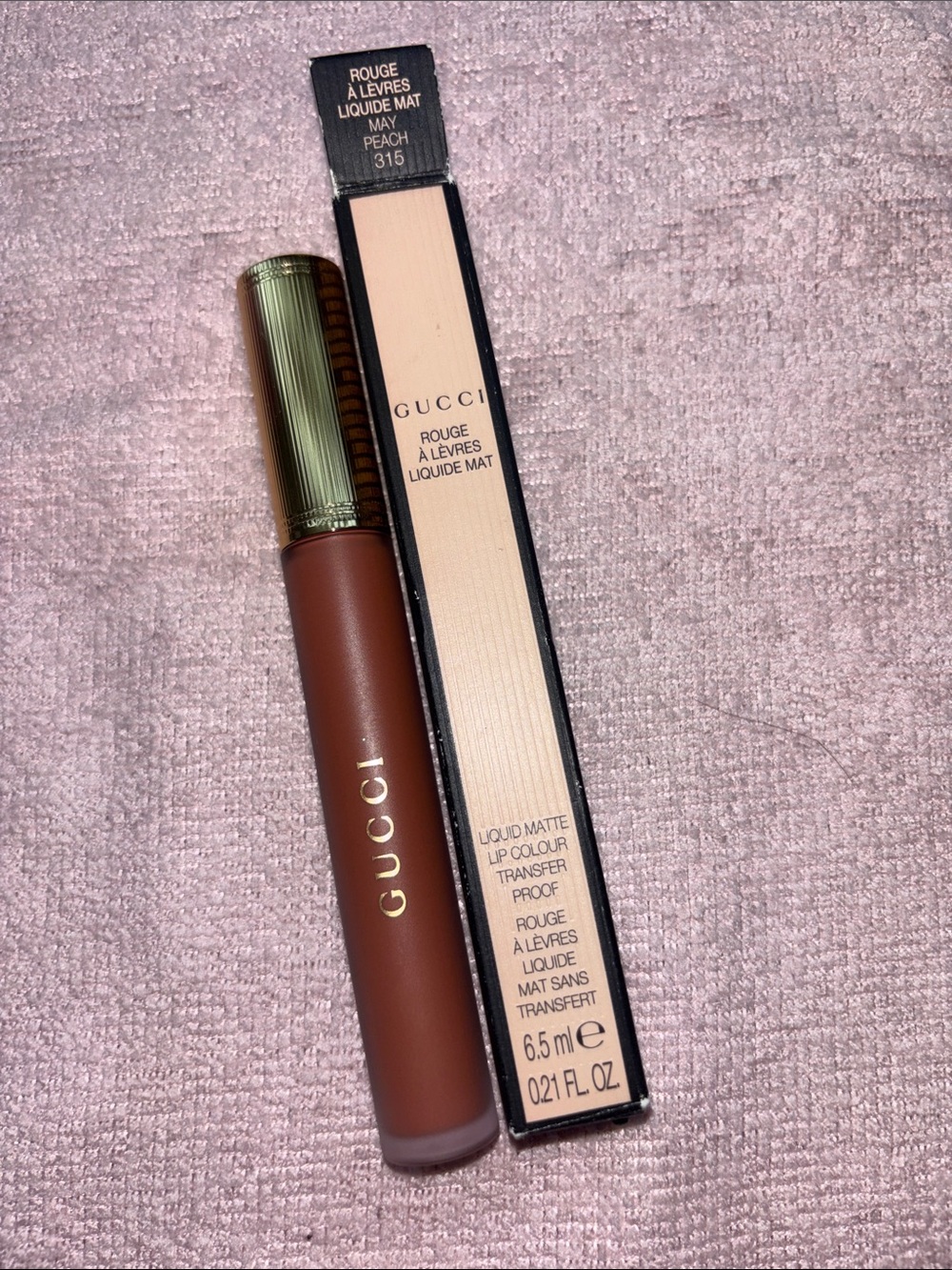 Gucci Liquid Matte Lip Color — Warm Brown with Gold Cap
